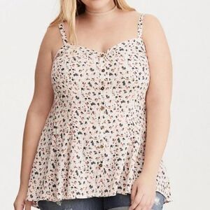 Torrid Floral Print Seamed Cami Swing Pink Size 2 2X